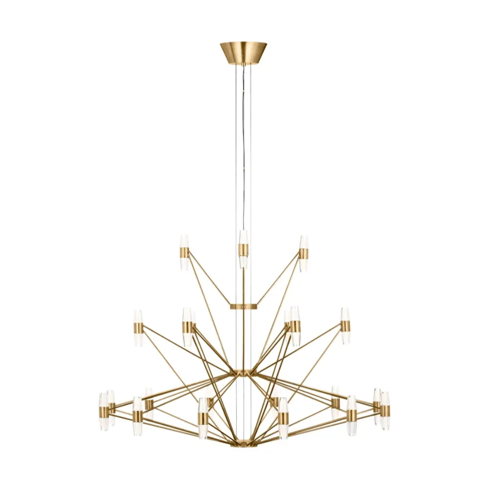 Lassell Three Tier Brushed Brass Geometric Chandelier