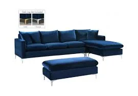 Naomi Navy Blue Velvet Sectional Sofa