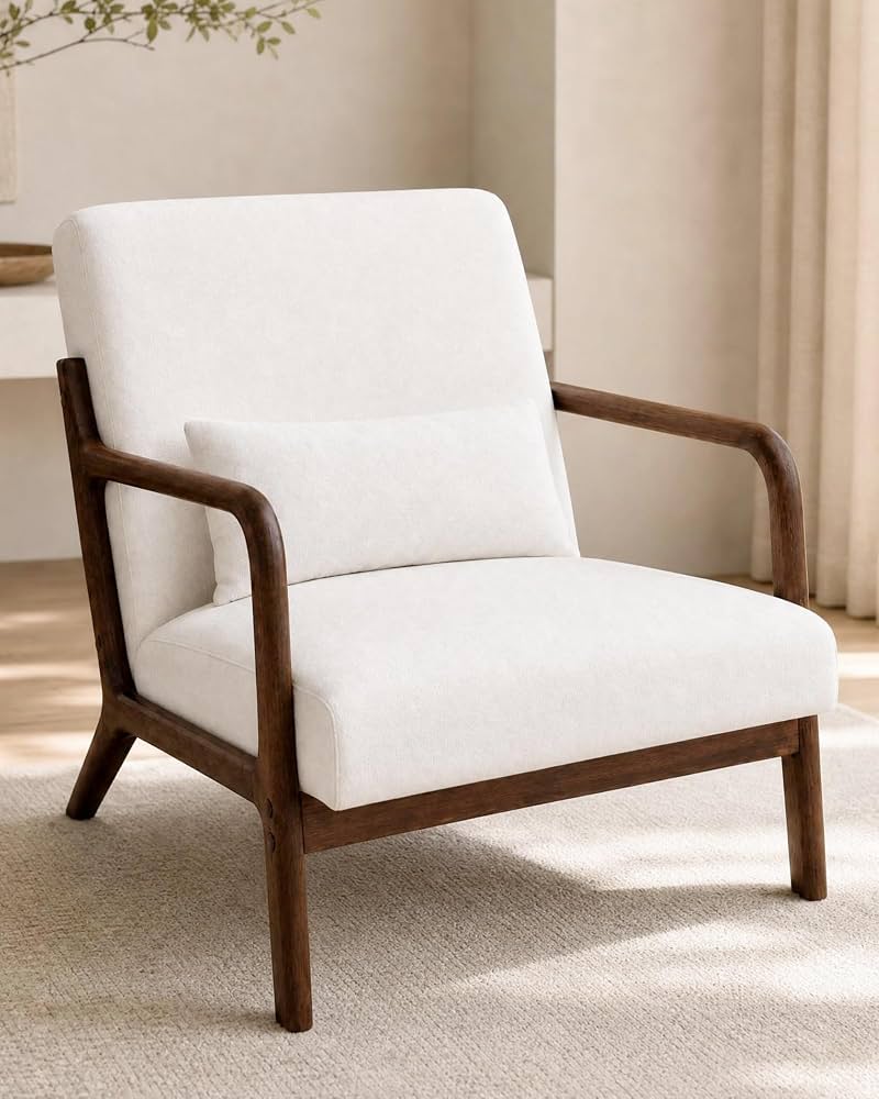Mid-Century Modern Beige Armchair