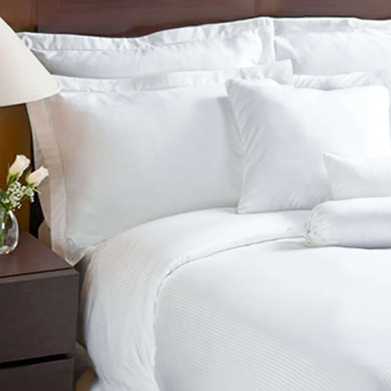 White Striped Cotton Bedding Set