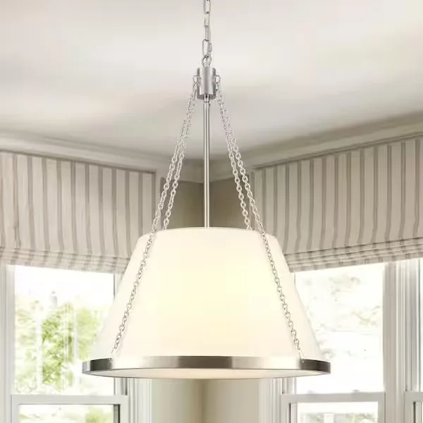 White Fabric Pendant Light