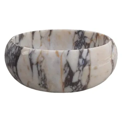 Calacatta Viola Round Marble Vessel Sink