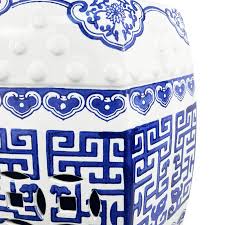 Blue and White Ceramic Garden Stool