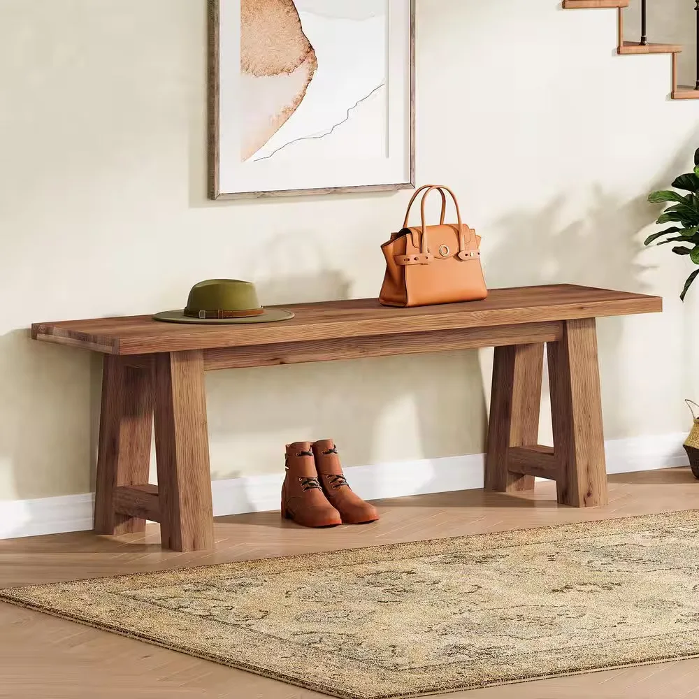 Rustic Rectangular Wooden Bench