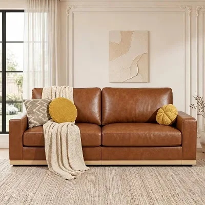 Modern Brown Leather Sofa