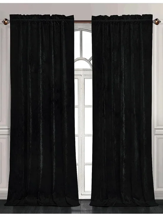 Solid Black Velvet Curtain