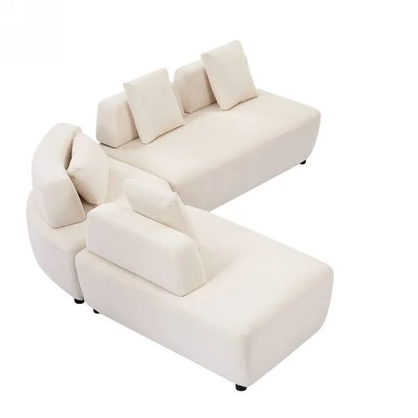 Beige Boucle Modular Sofa