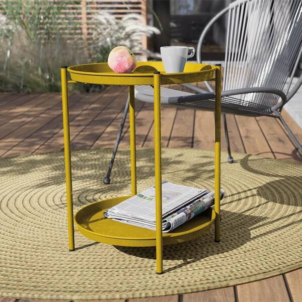 Yellow Steel Round Tray Side Table