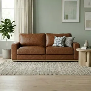 Modern Brown Leather Sofa