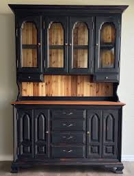Black Painted Wood Buffet Hutch
