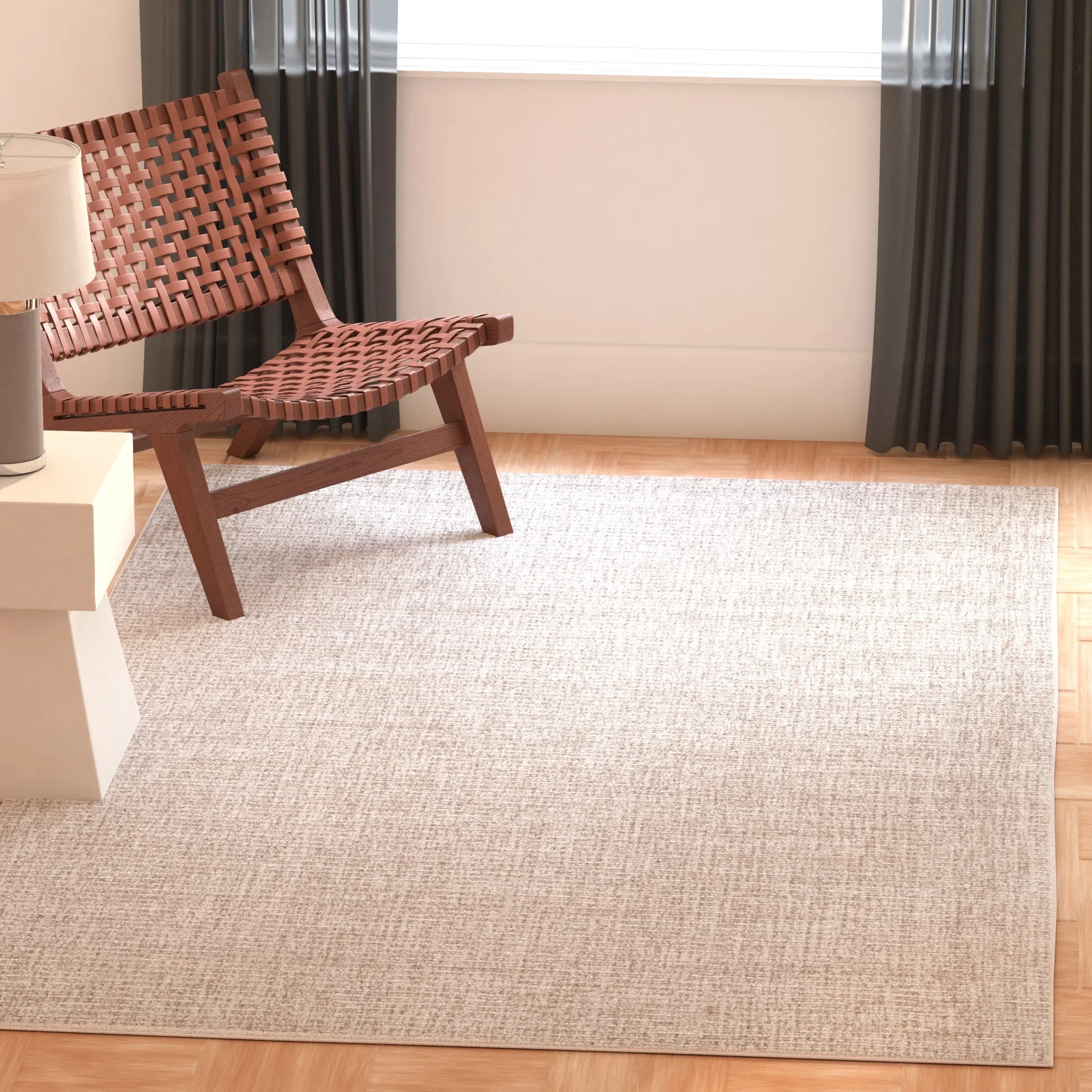 Abstract Distressed Wool Area Rug