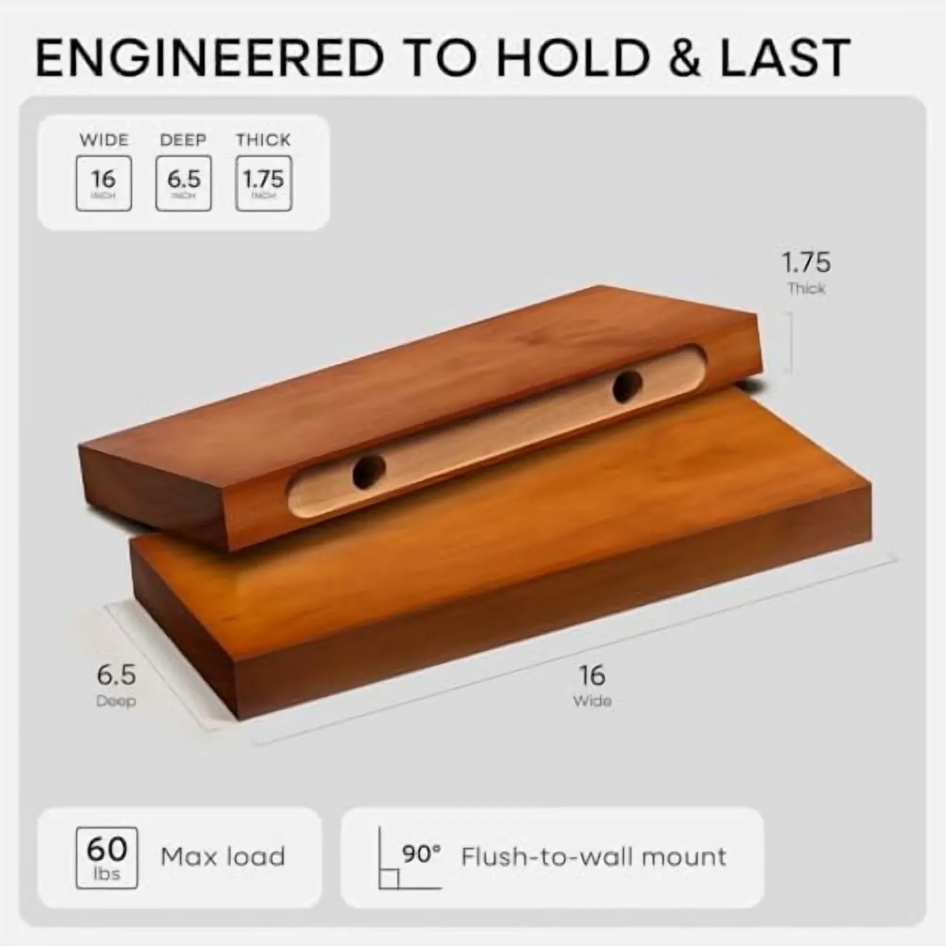 Solid Oak Floating Shelf