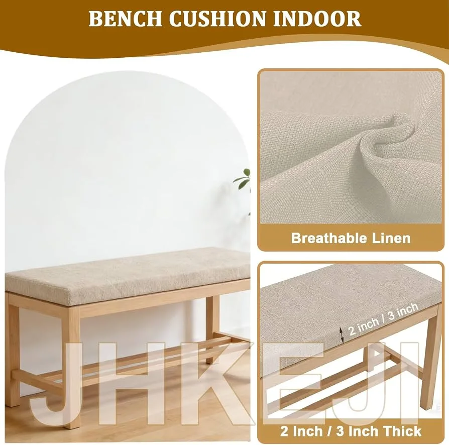 Solid Gray Linen Bench Cushion