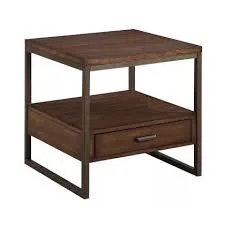 Industrial Square Wood Side Table