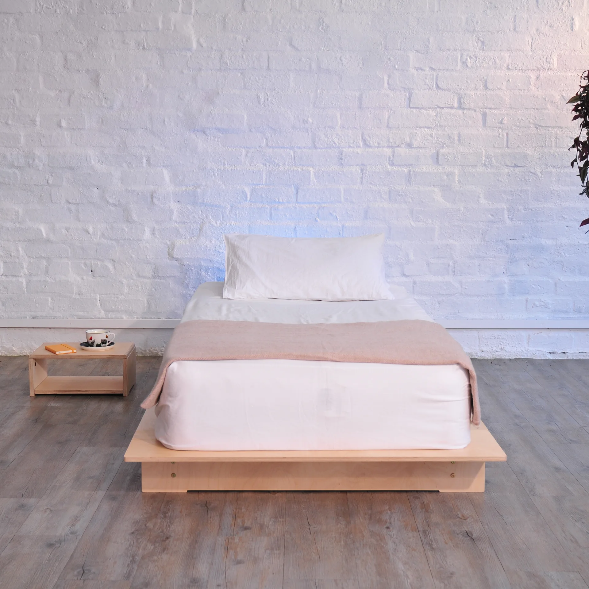 Minimalist Natural Wood Platform Bed