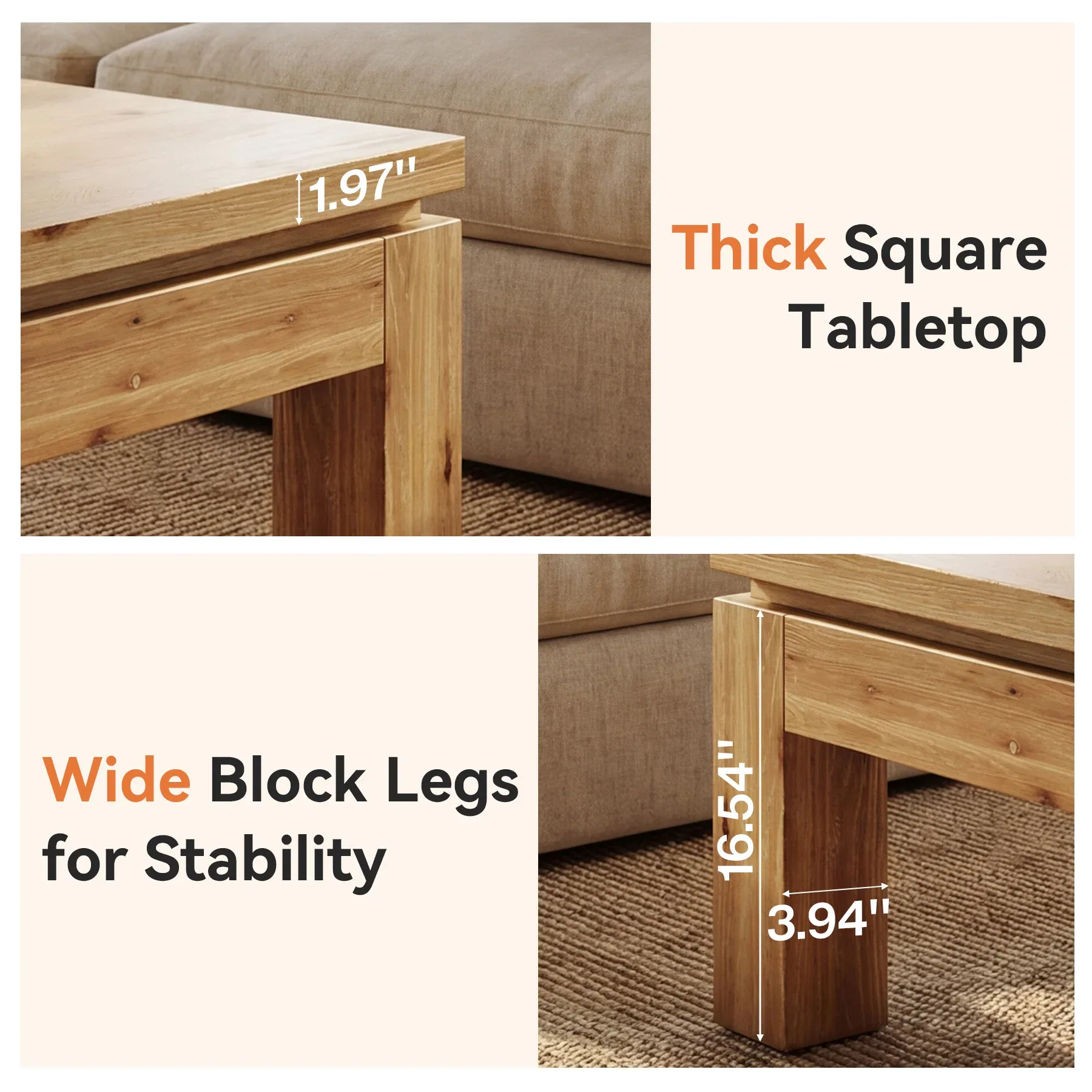 Square Solid Wood Coffee Table
