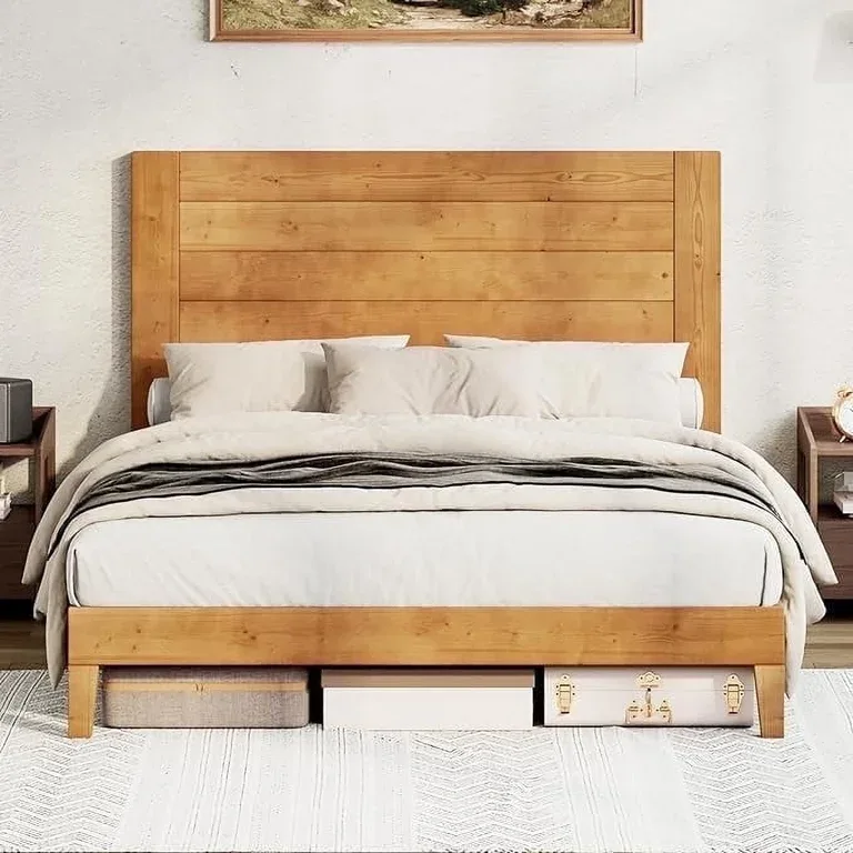 Natural Solid Wood Platform Bed