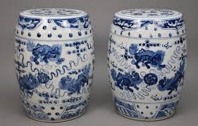Blue and White Porcelain Garden Stool