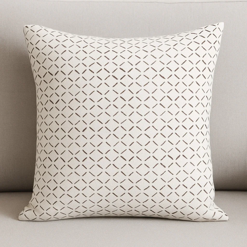Cream and Beige Linen Throw Pillow