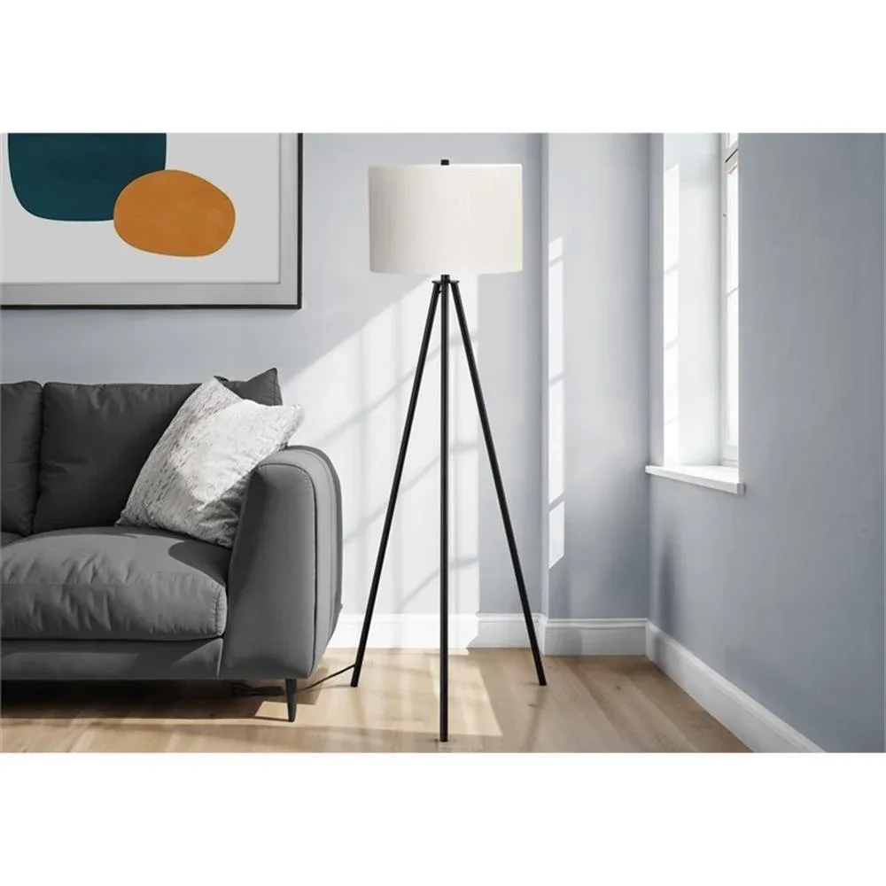 Matte Black Metal Tripod Floor Lamp