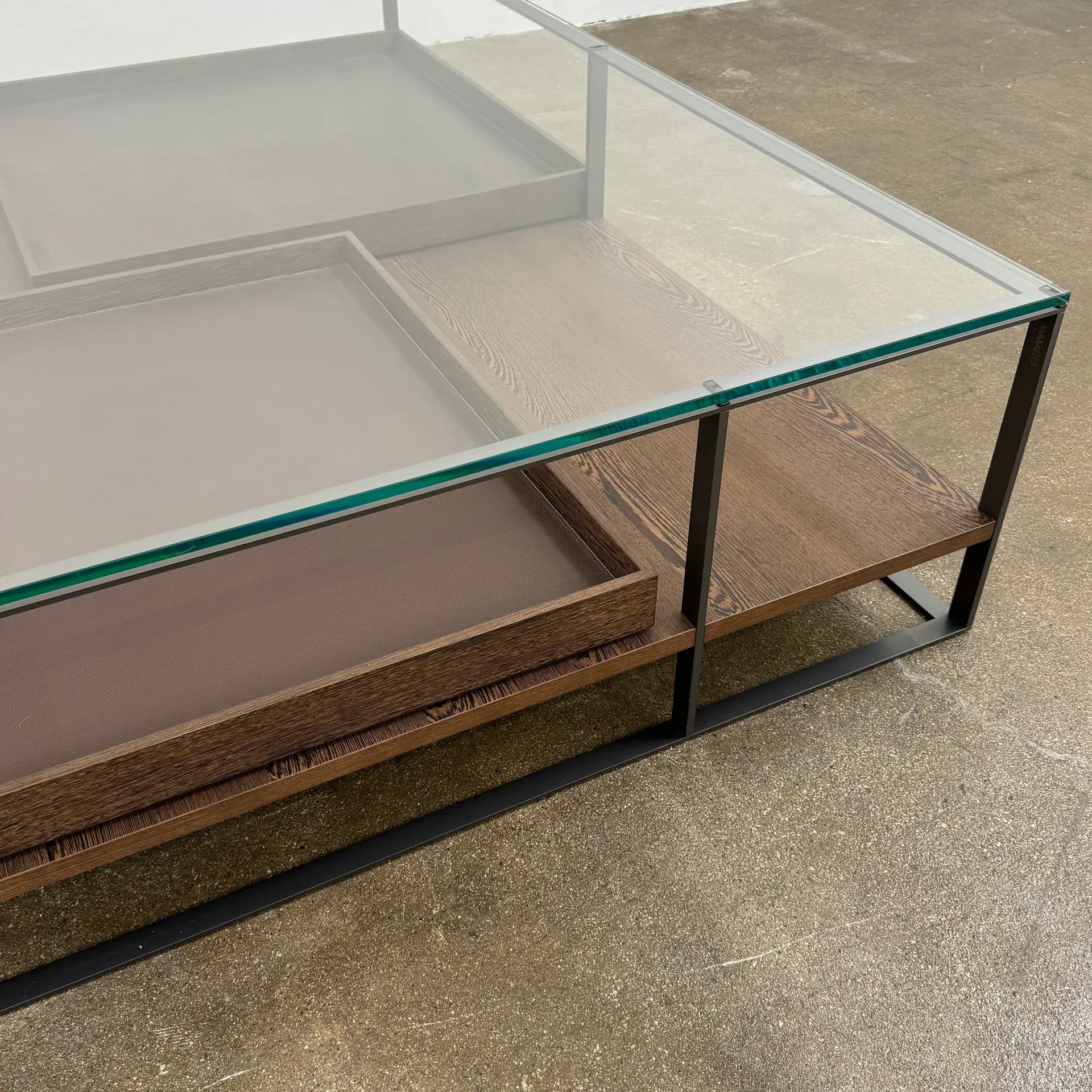 Maxalto Lithos Rectangular Glass and Wood Coffee Table