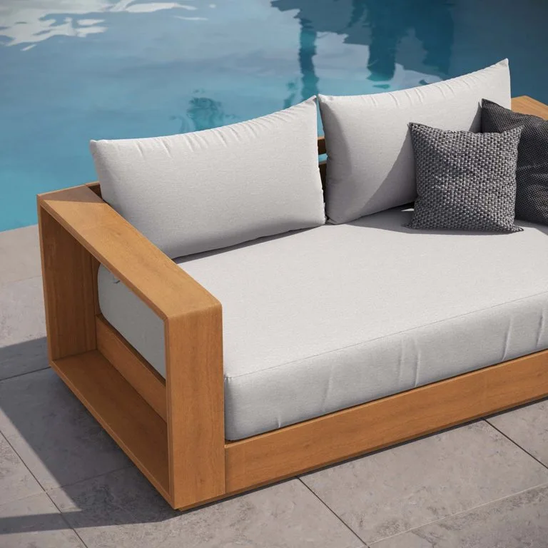 Modern Wood Outdoor Loveseat