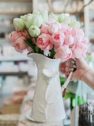 White Ceramic Floral Pitcher Vase