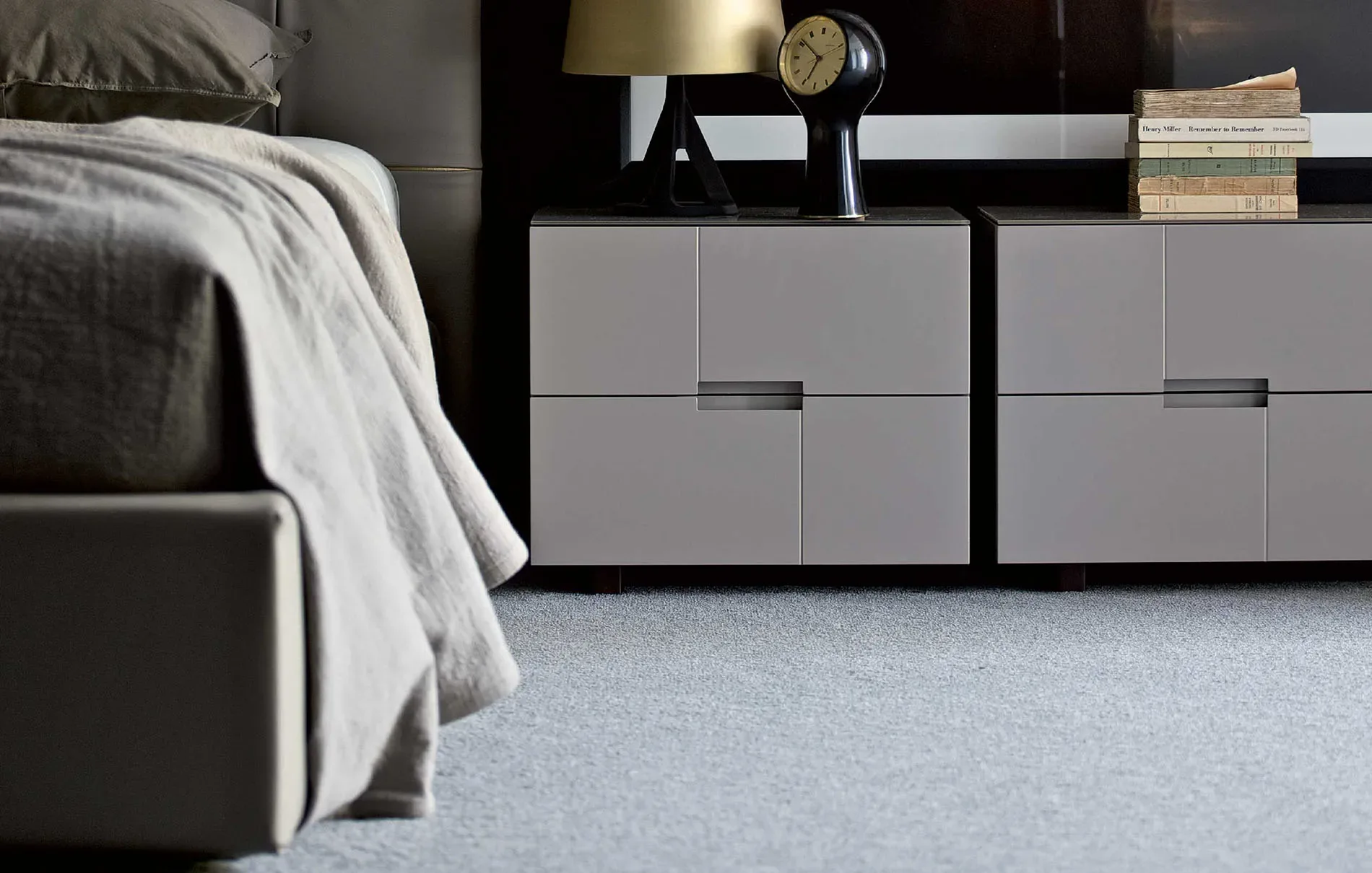 Palea Minimalist Gray Wood Nightstand