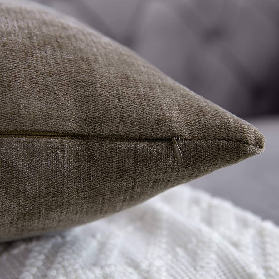 Solid Brown Square Throw Pillow