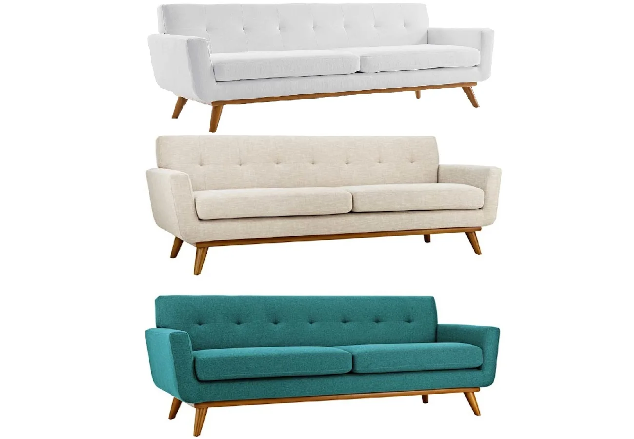 Mid-Century Modern Upholstered Loveseat
