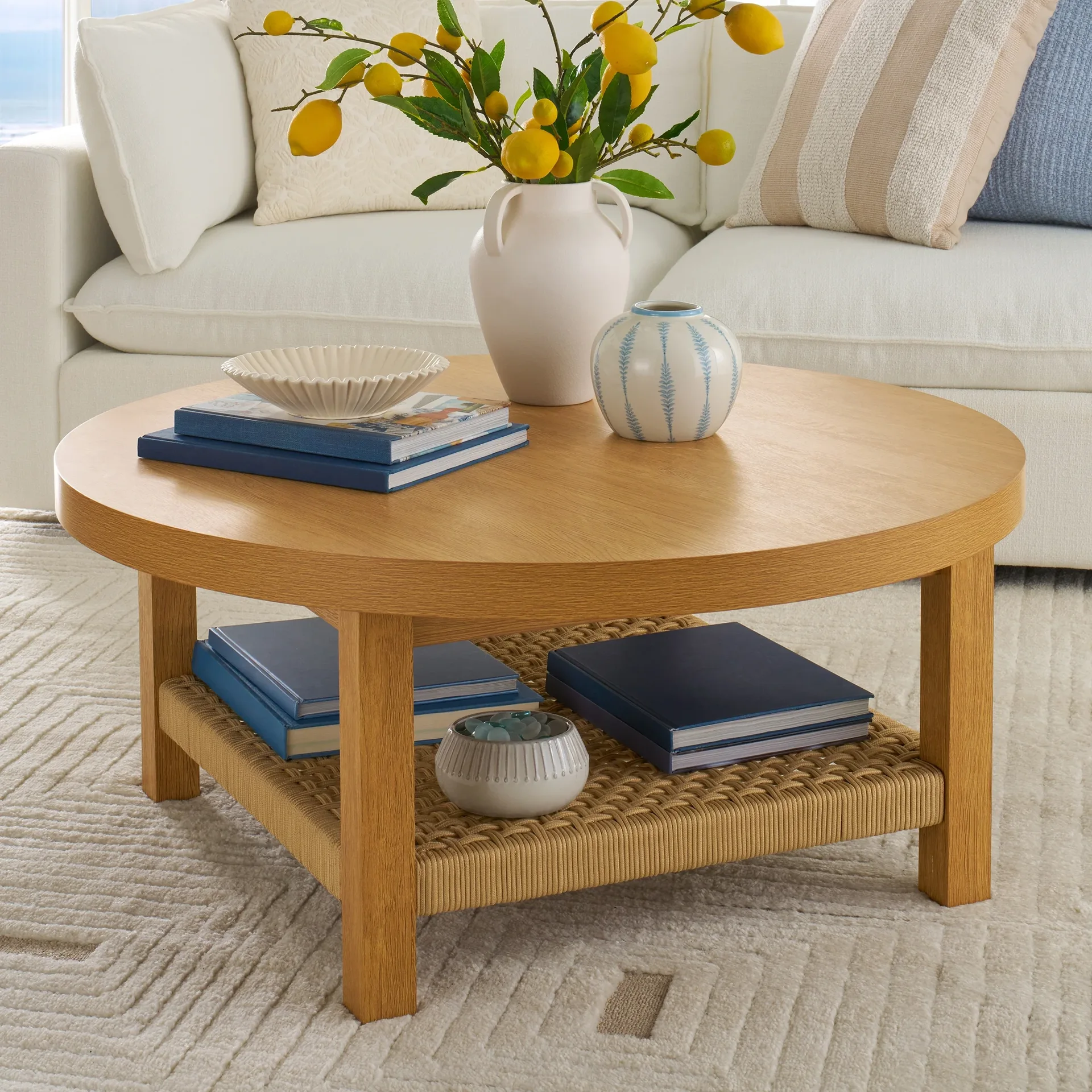 Vista Round Woven Wood Coffee Table