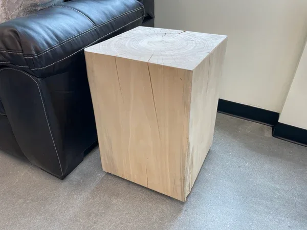 Natural Wood Block Side Table