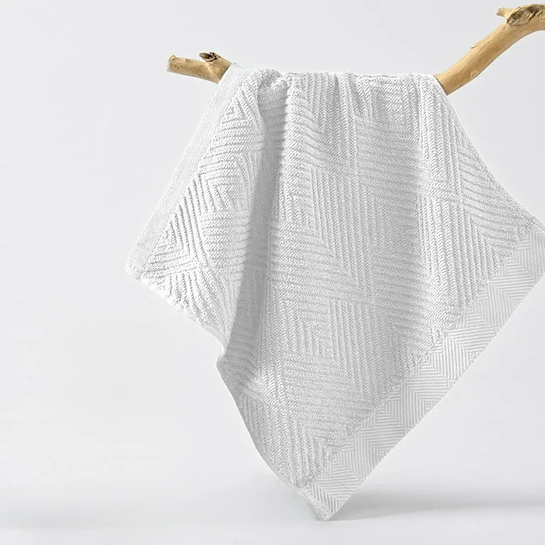 White Cotton Striped Hand Towel