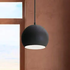 Matte Black Metal Dome Pendant Light