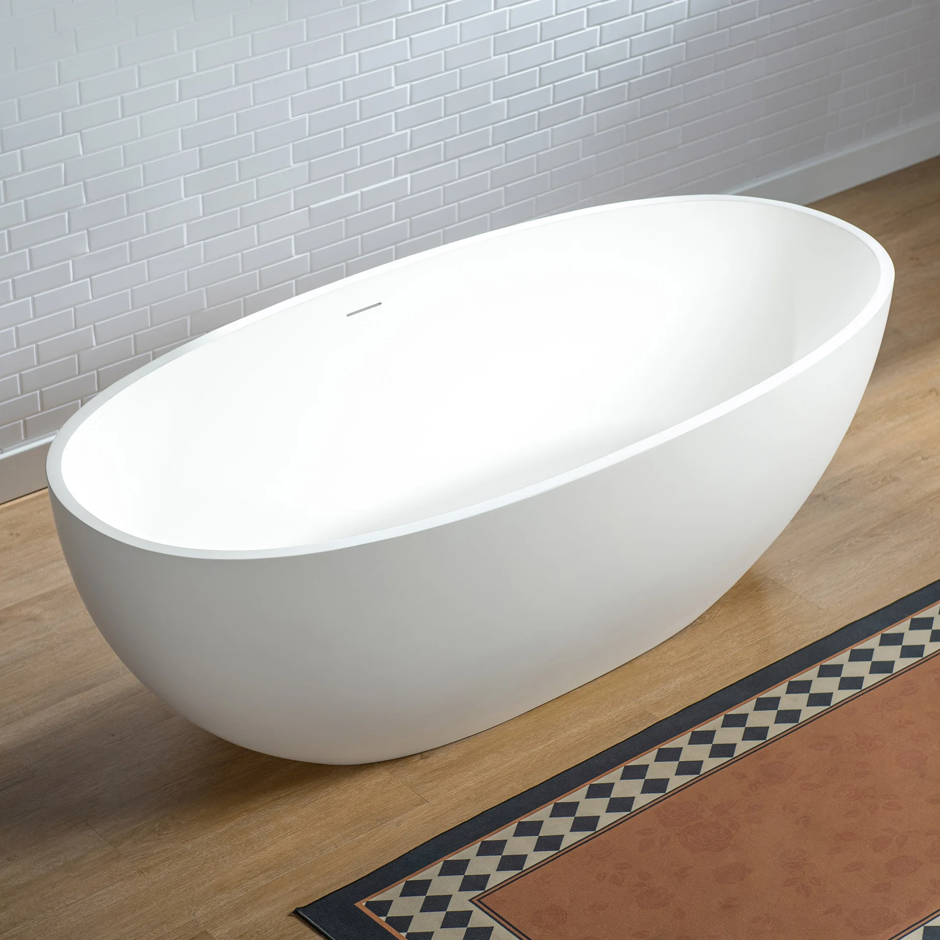 Matte White Oval Freestanding Bathtub