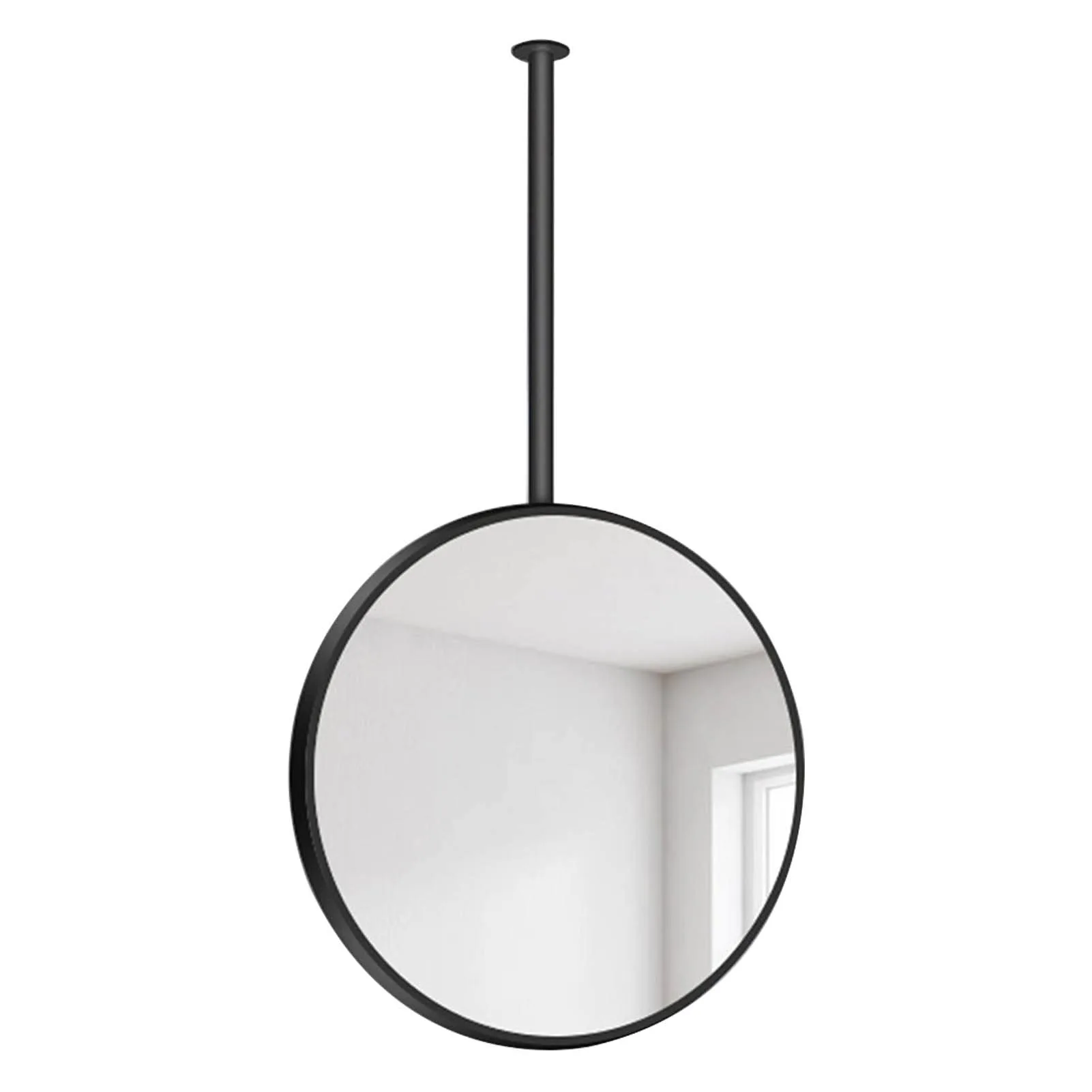 Matte Black Ceiling Mount Round Mirror