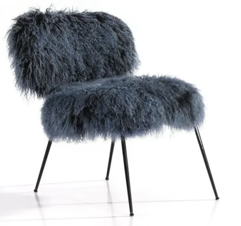 Blue Furry Accent Chair