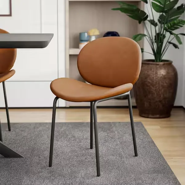Modern Brown Leather Accent Armchair