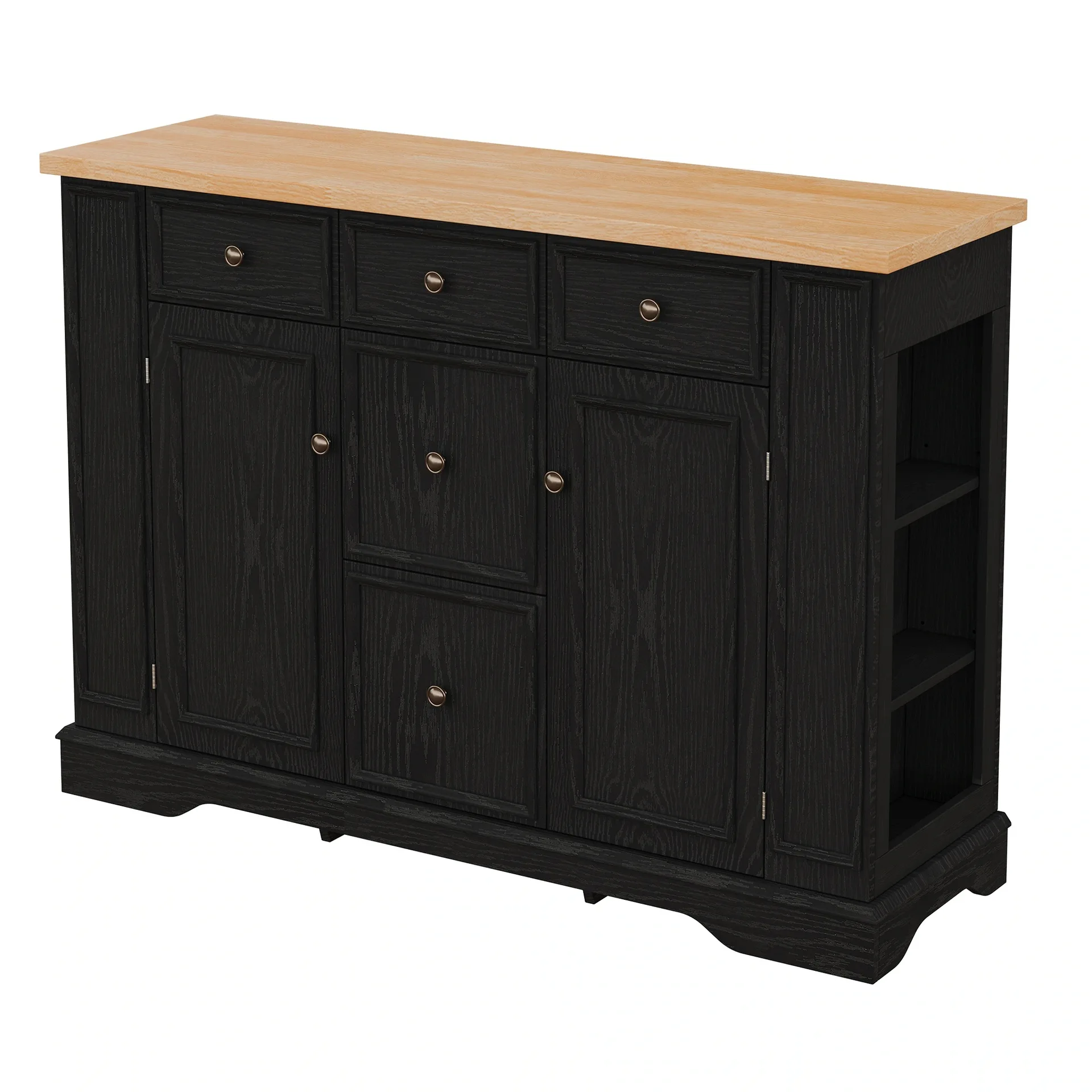 Black Wood Sideboard with Natural Top