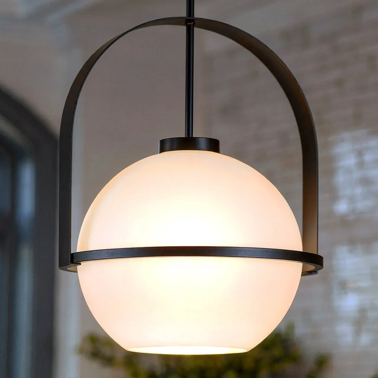 Matte Black Arched Pendant Light
