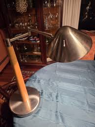 Mid-Century Modern Metal and Wood Table Lamp
