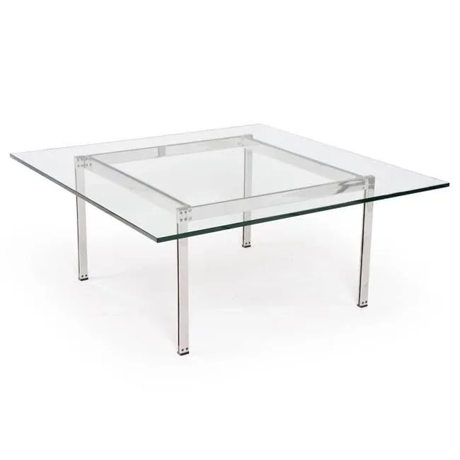Modernica Split Rail Square Glass Coffee Table