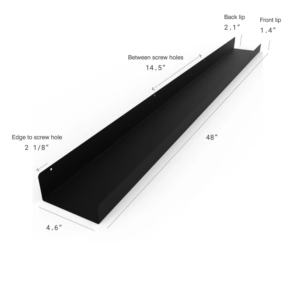 Matte Black Steel Picture Ledge