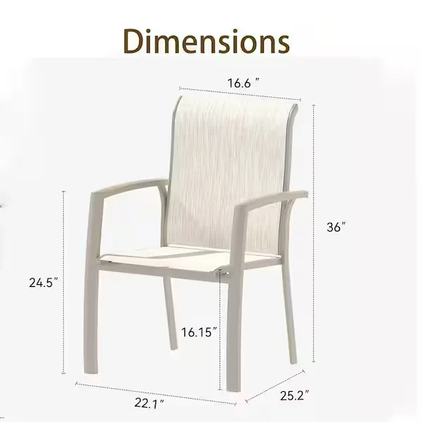 Cream Metal Outdoor Dining Chair