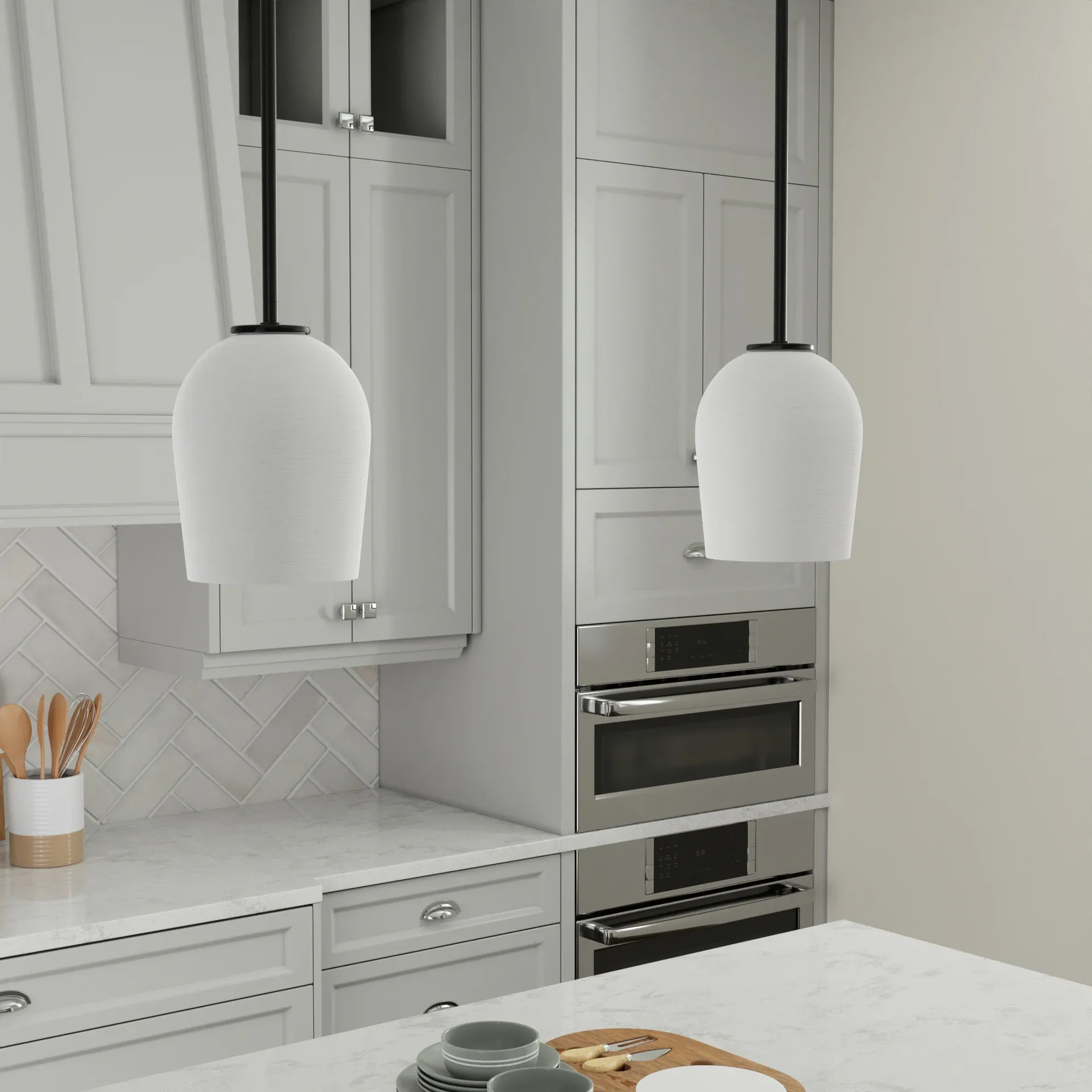 Matte Black Transitional Pendant Light