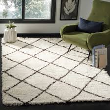 Flokati Shag Ivory/Brown Area Rug
