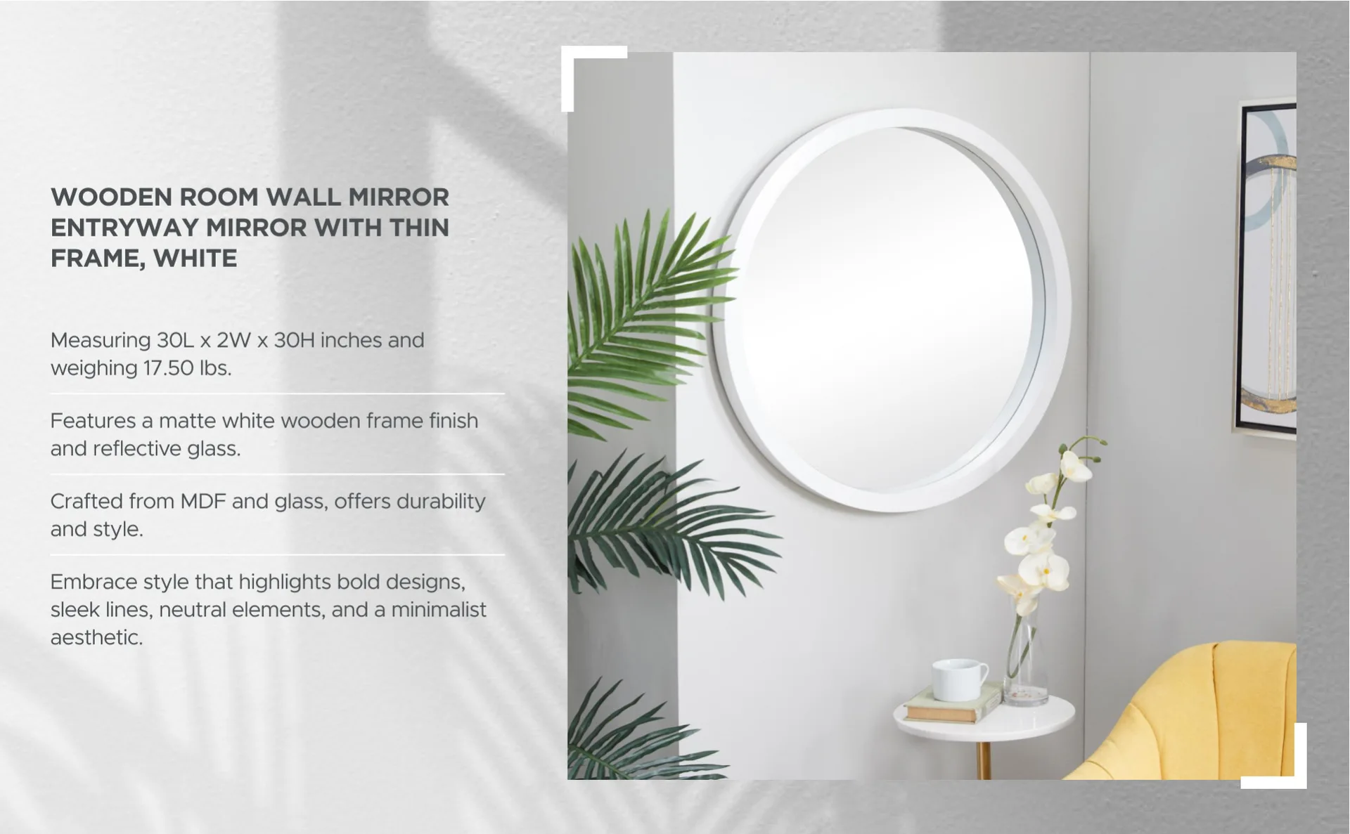 White Round Wall Mirror