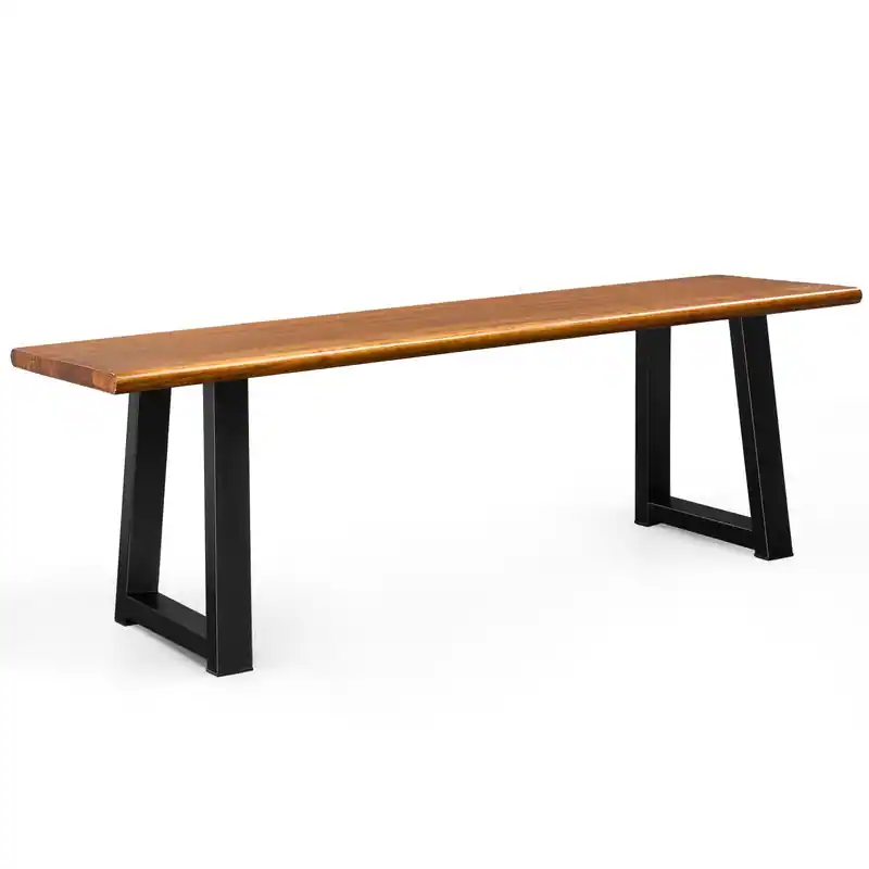 Live Edge Wooden Bench with Metal Legs