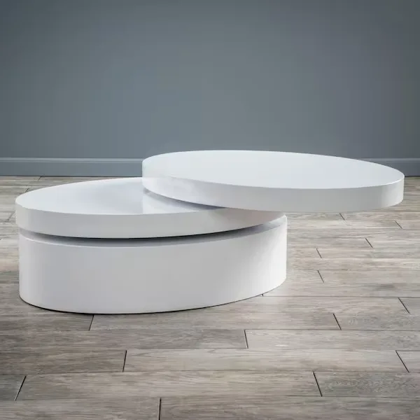 Glossy White Oval Coffee Table