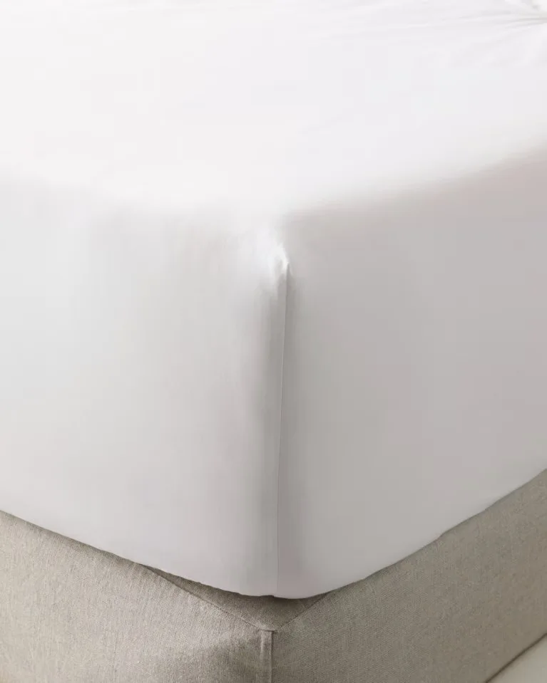 Solid White Cotton Fitted Sheet